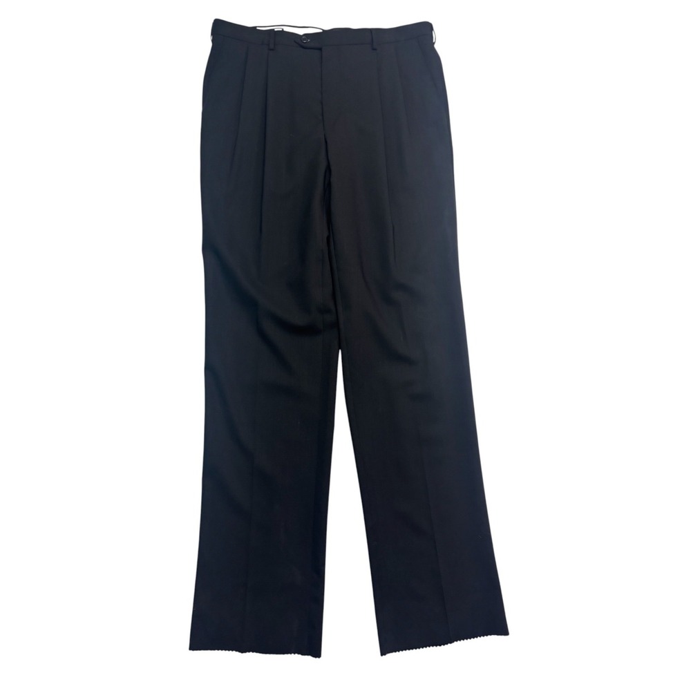 NEW Paul Fredrick 38 Unhemmed Black Dress Pants Trousers Wool All Season Pleated
